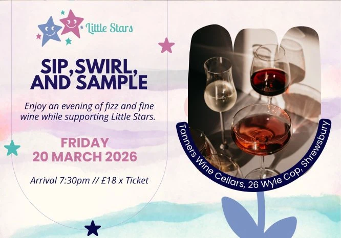 Image of elegant wine glasses with red and white wine at Little Stars event.