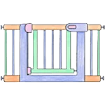 Colourful baby gate with pastel accents for safe playrooms.