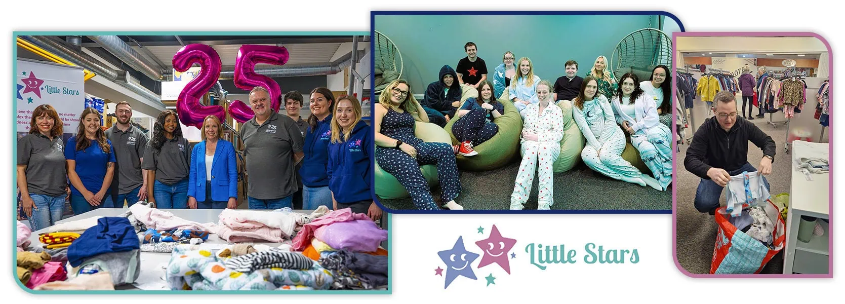Montage of different local organisations giving to Little stars charity