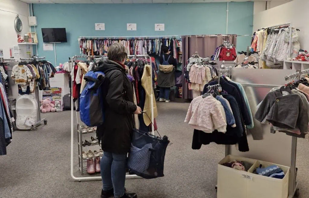 Baby clothing shopping at Little Stars secondhand store in UK for toddlers and infants.