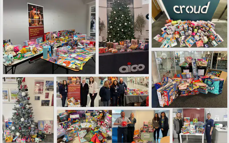 collage of donations collections from different businesses